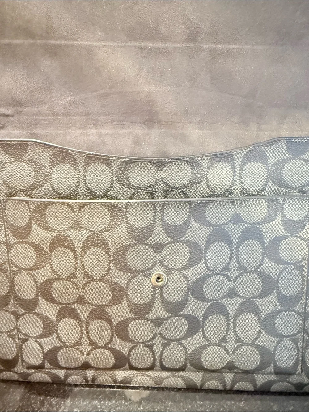 Coach Black Charcoal Signature Canvas Clutch